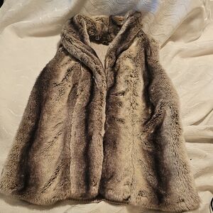 Soft Surroundings Faux Fur Cream Gray Vest Womans M
